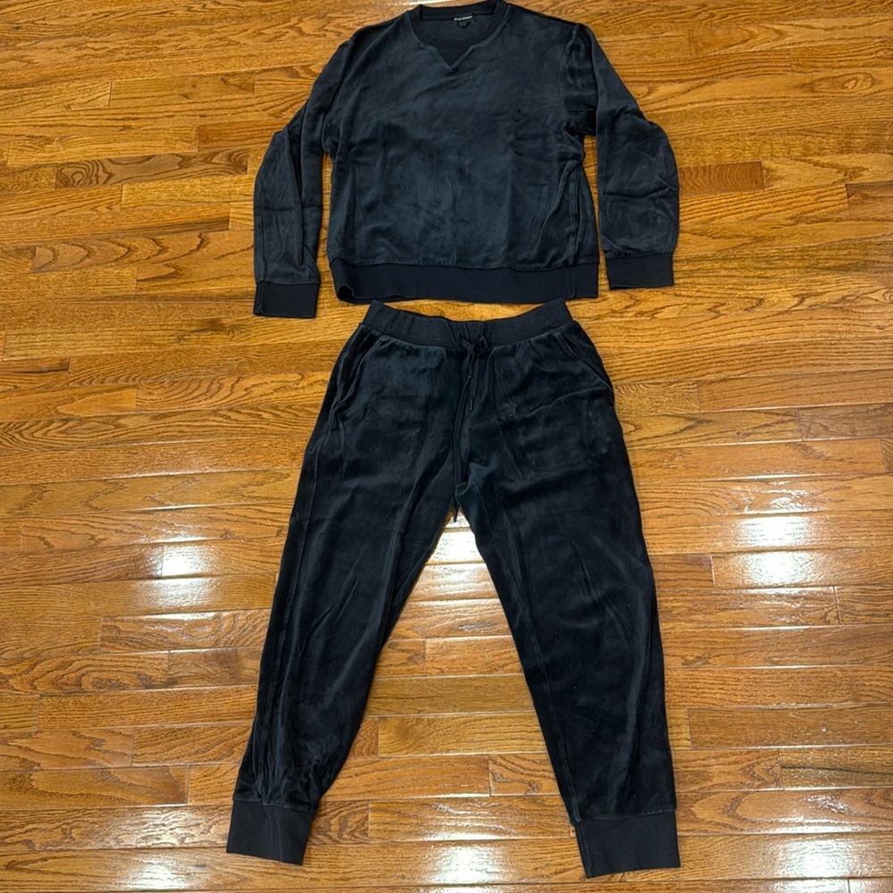 Club Monaco Matching Navy Blue Velvet Tracksuit